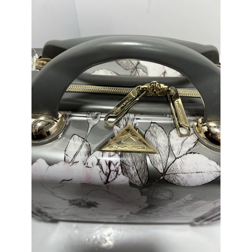 TRIFORCE Elite Silver Floral Hard Beauty Travel Case *No strap* - Picture 2 of 6
